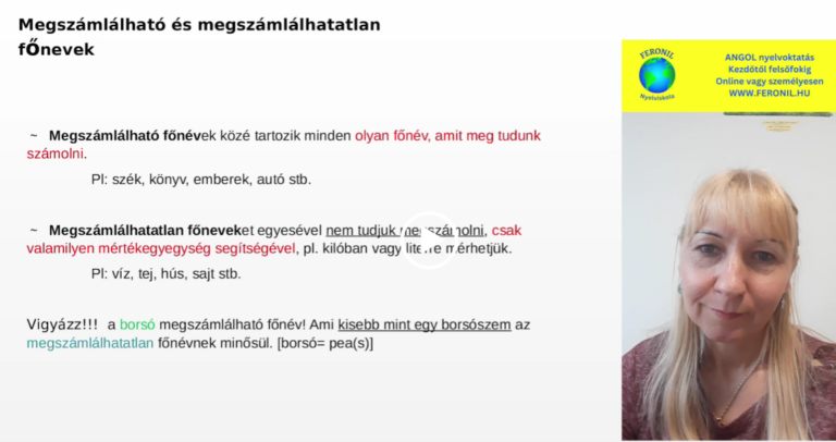 Kezdőlap 6 Megszámlálható és megszámlálhatatlan főnevek